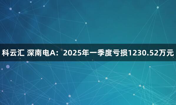 科云汇 深南电A：2025年一季度亏损1230.52万元